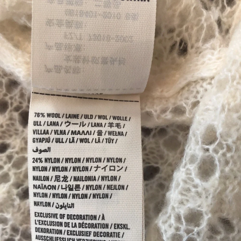 Abercrombie & Fitch Wool Open Weave V-neck Sweater in Ivory Cream Size Medium